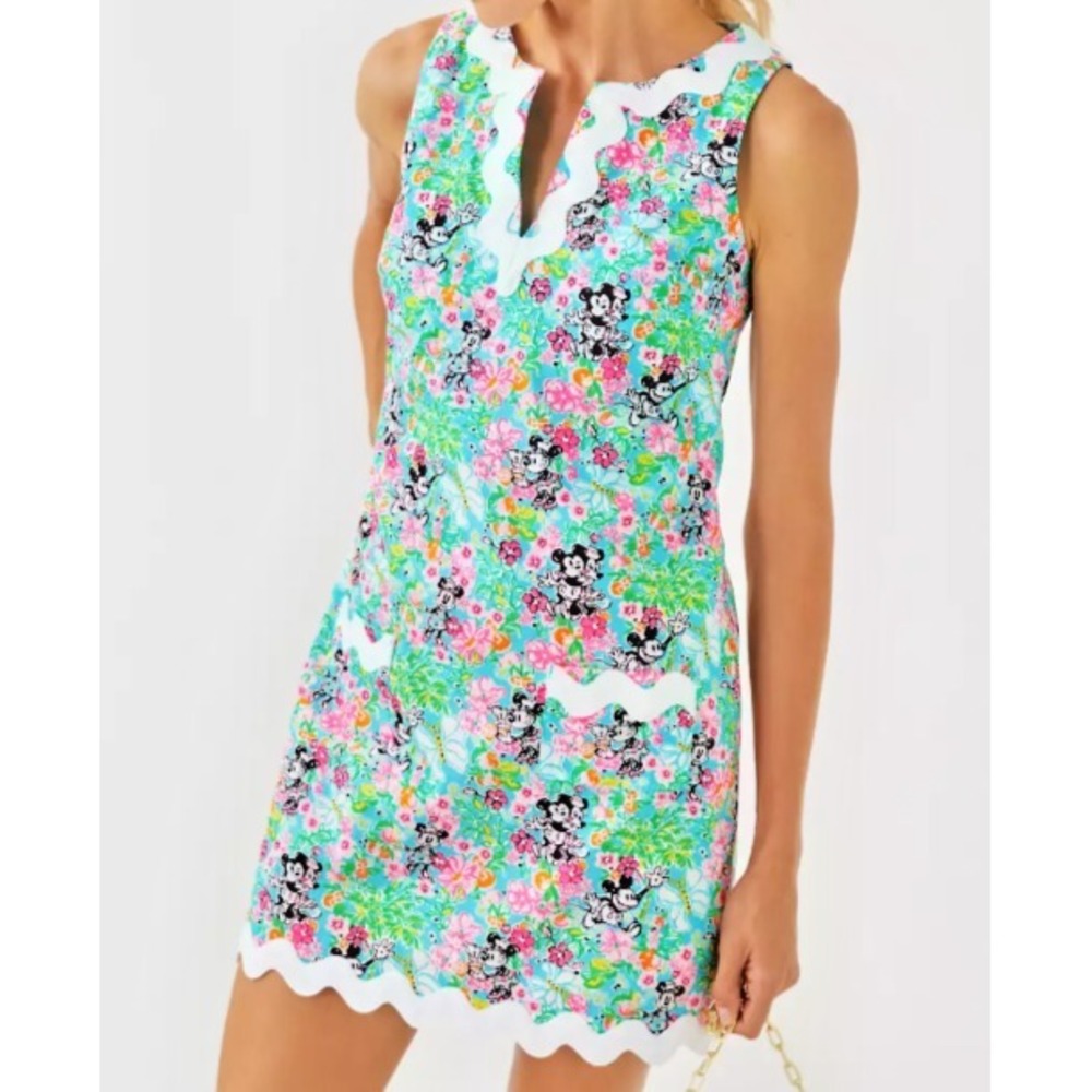 Disney Lilly Pulitzer Hearts Romey Shift Romper Dress SZ 4 Minnie Mickey‎ Mouse